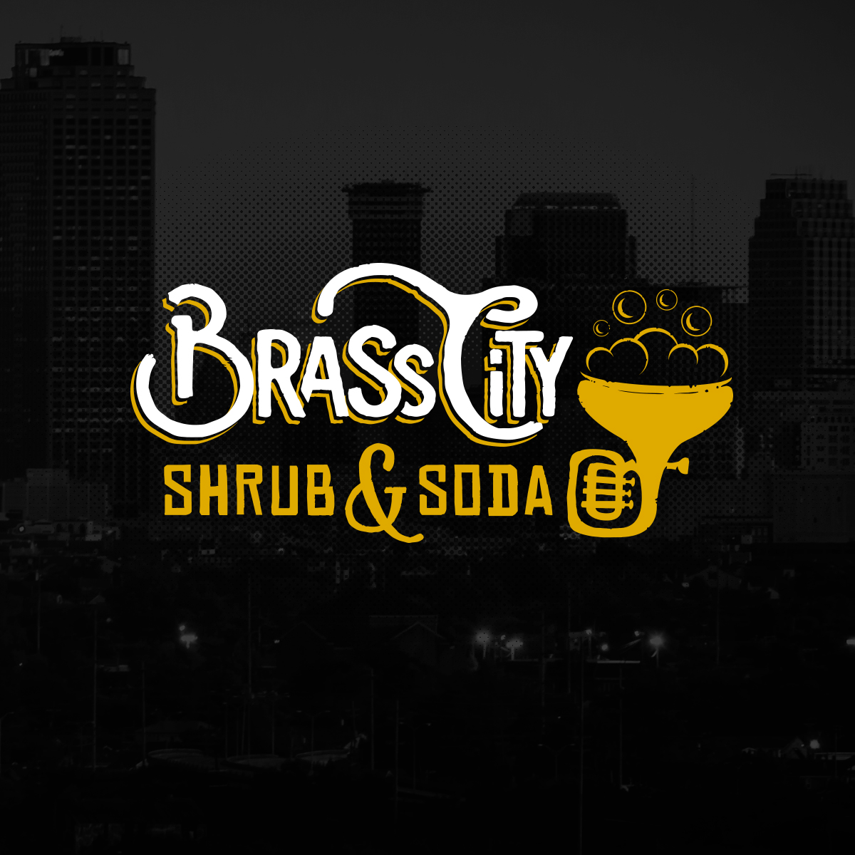 A horn and soda logo design for a company in New Orleans LA