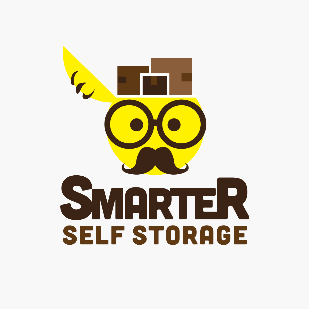 A cartoon head with boxes inside logo design for a company in Lafayette LA