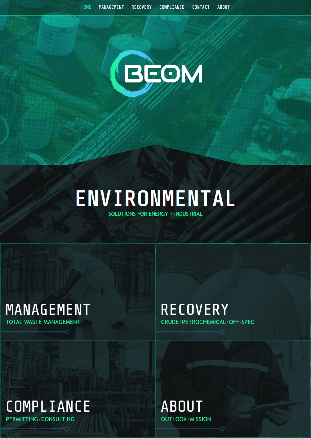 An oil and gas environmental web design screenshot for a company in Lafayette LA