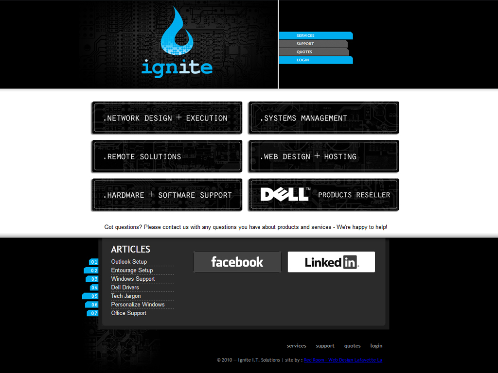 An IT computer company web design screenshot for a company in Lafayette LA
