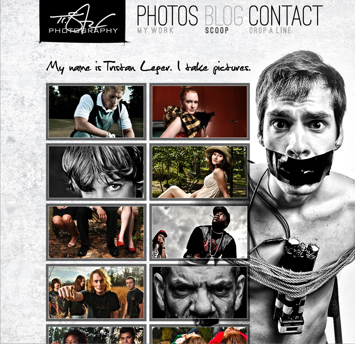 A photographer's web design screenshot for a company in Lafayette LA